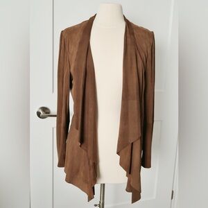 Melanie Lyne 100% Leather Drape Front Jacket, Brown